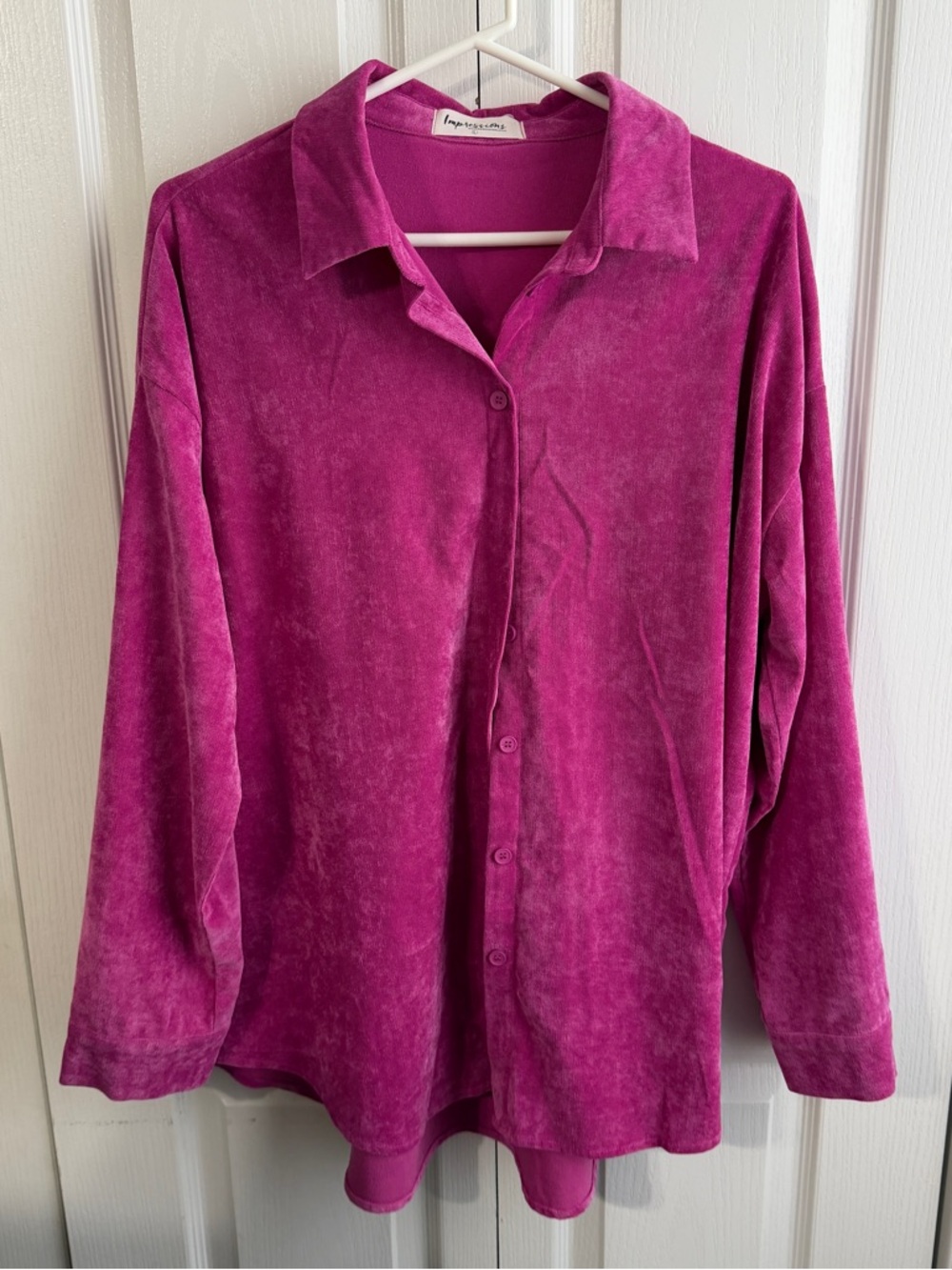 Impressions pink long sleeve button up size large‎